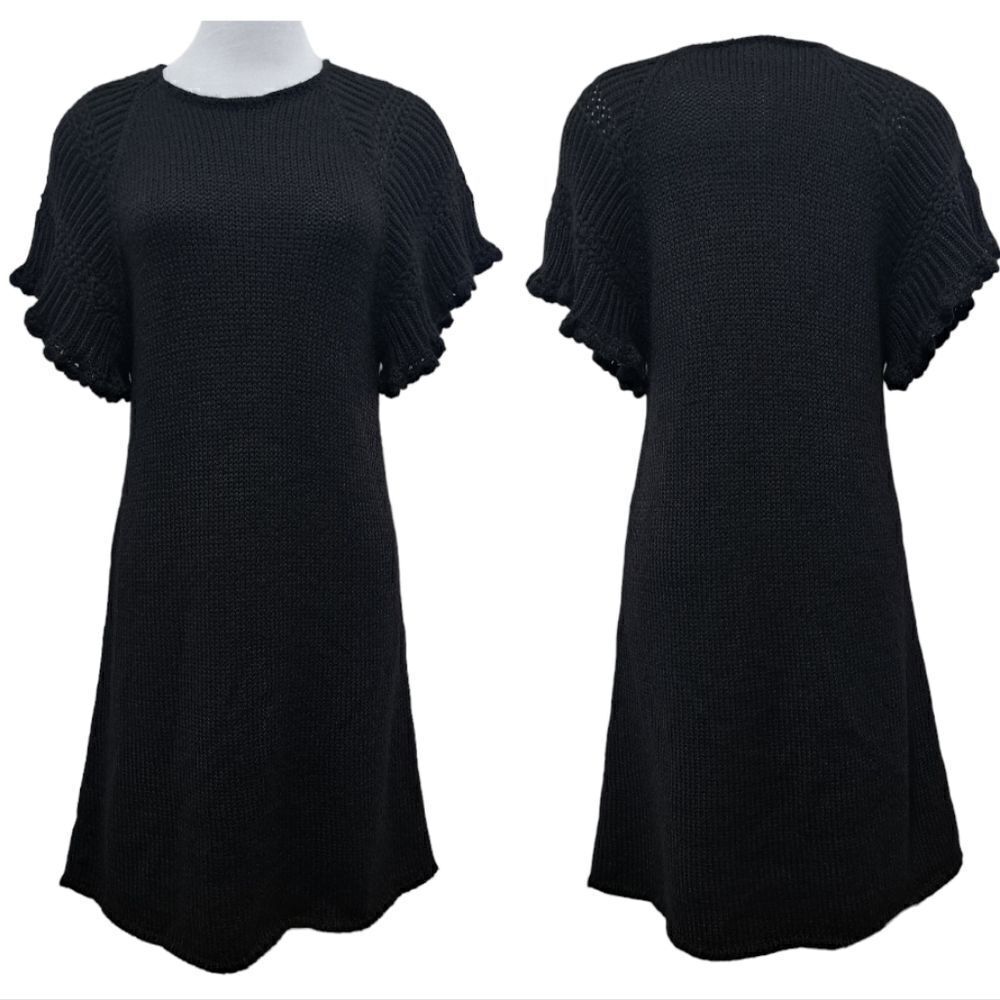 Lutz & Patmos Alpaca Wool Crochet Knit Dress Medium Black